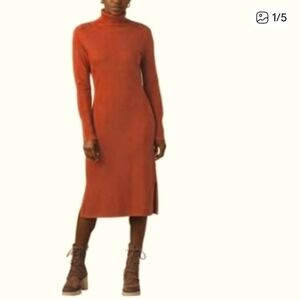 PrAna Long Sleeve Turtleneck Sweater Dress, M, Sundried